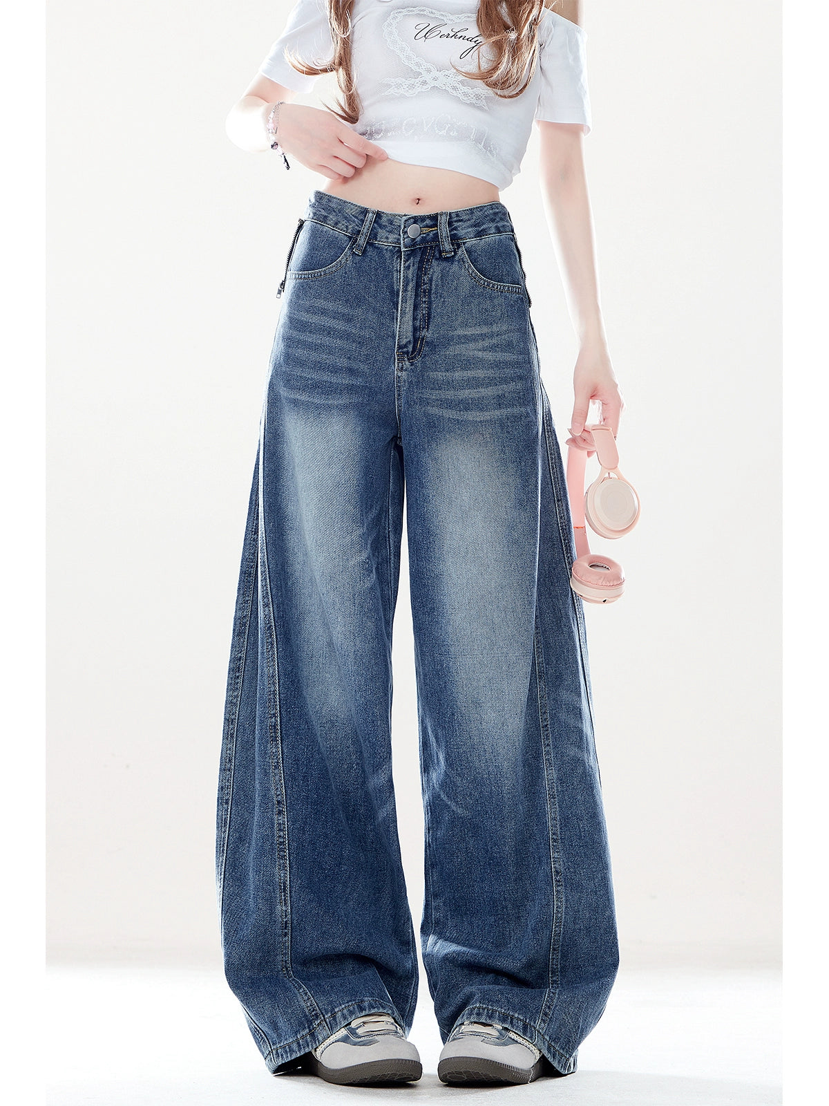 ZRSEE Vintage Scimitar Denim Casual Pants