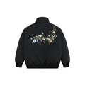 ATRY Embroidered Floral Fur Collar Lapel Thick Coat