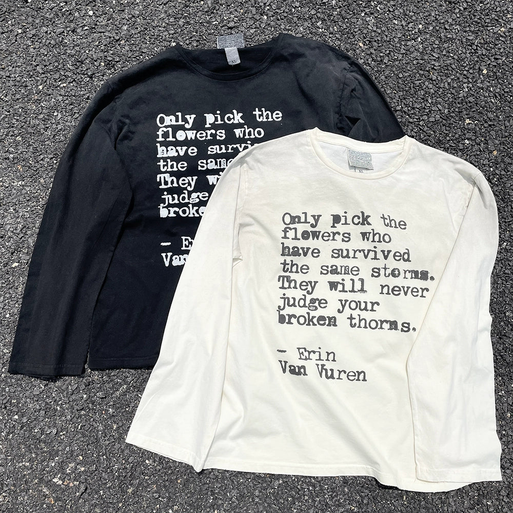 Wang Youbing Studio! Flowers 220g 100% Cotton Long Sleeve Tee