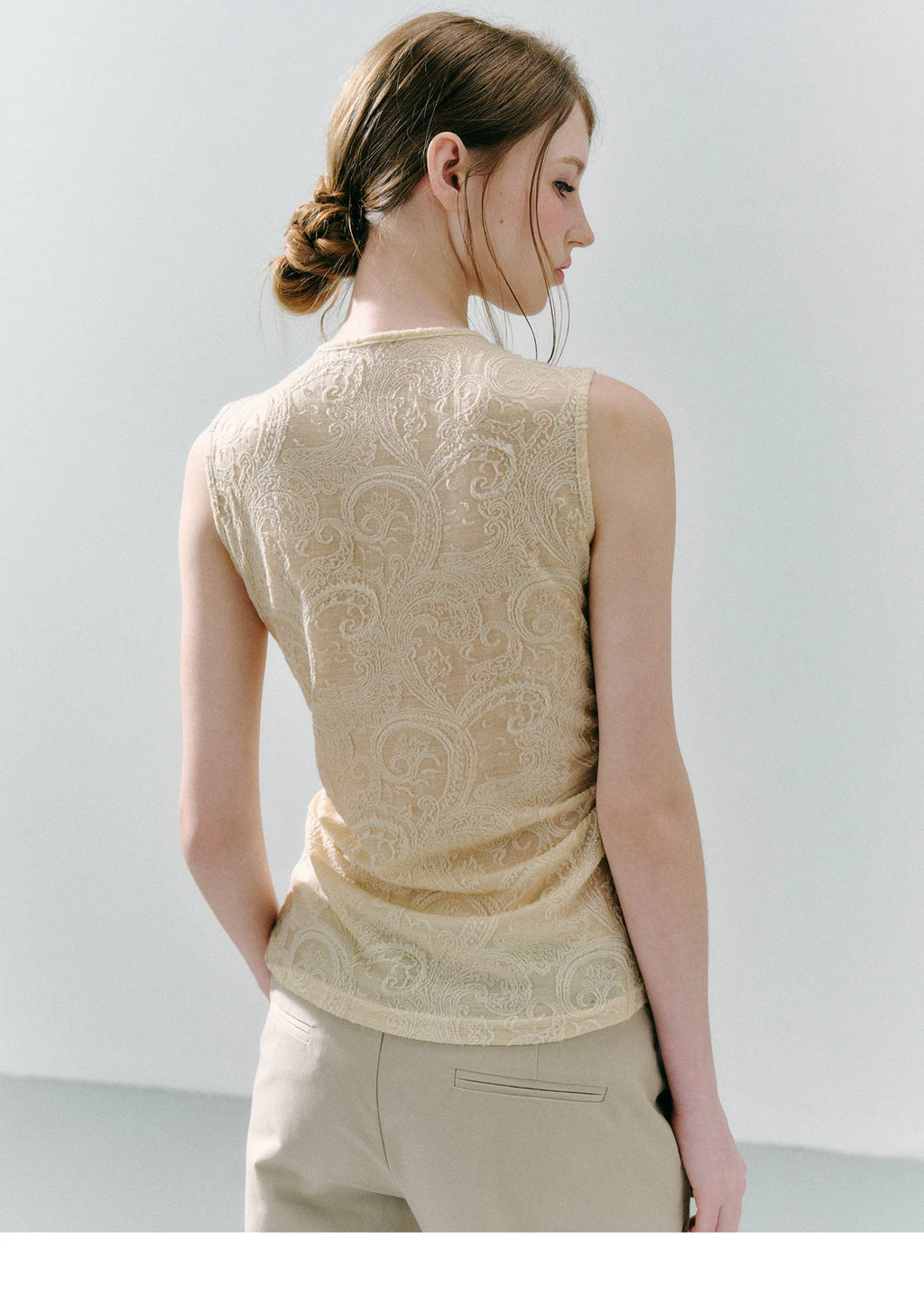 LOST FOREST Lace Lotus Leaf Slim Fit Vest