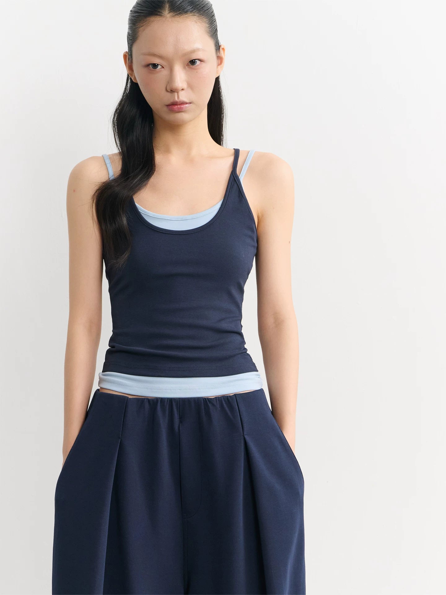 LINY LIBERTY Fake Two-piece Contrasting Sling Vest