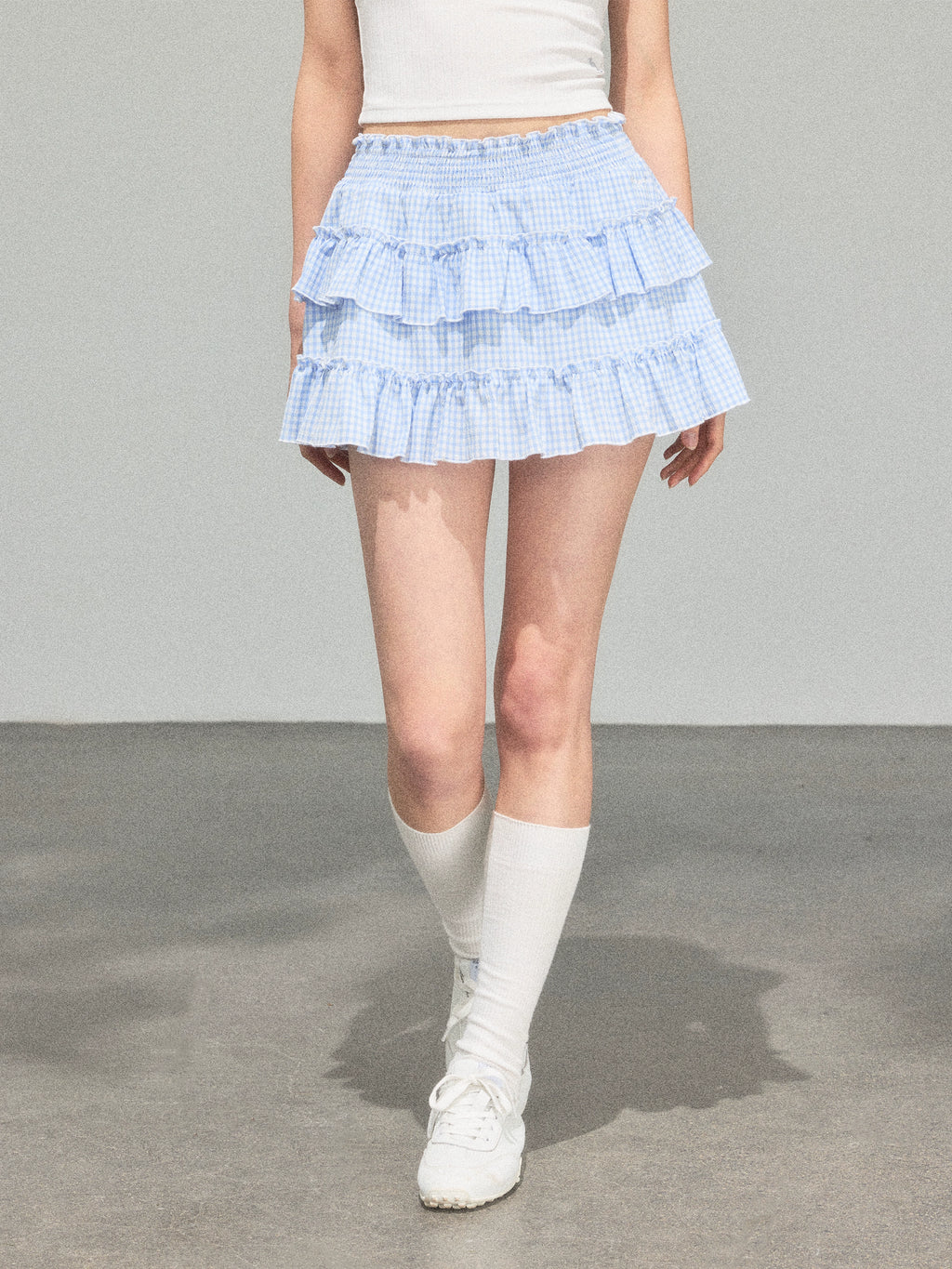 Ariseism Lace Stitching Elastic Waist Tutu Skirt