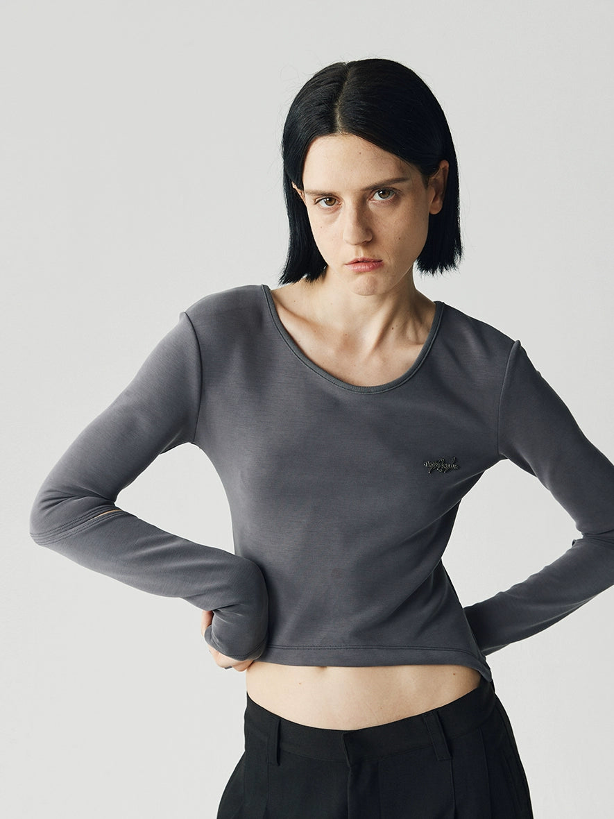 LIMPIDOCULUS Curve Short Hand Sewn Logo Hollow Long Sleeve