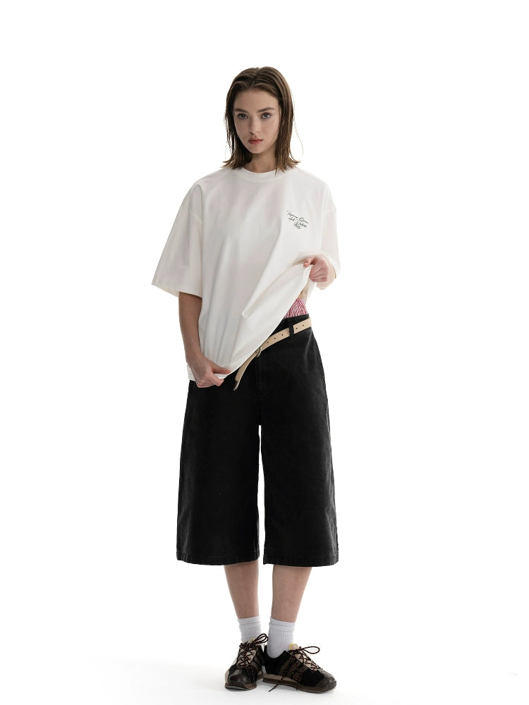 Loopsoon Round Neck Body Front and Rear Printing Loose and Comfortable Tee