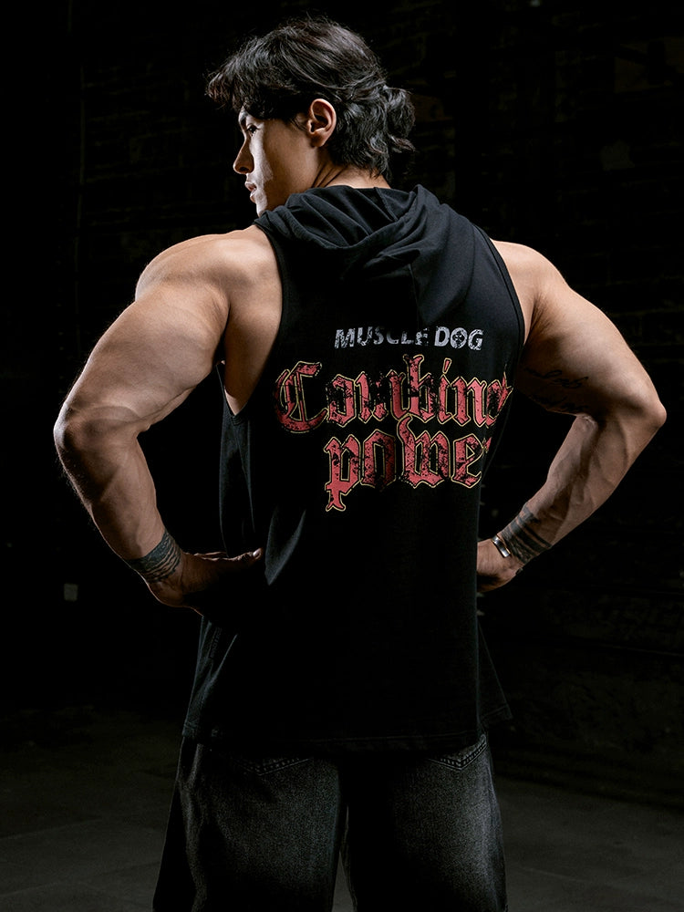 Muscle Dog Cool Loose Hooded Gym Tee