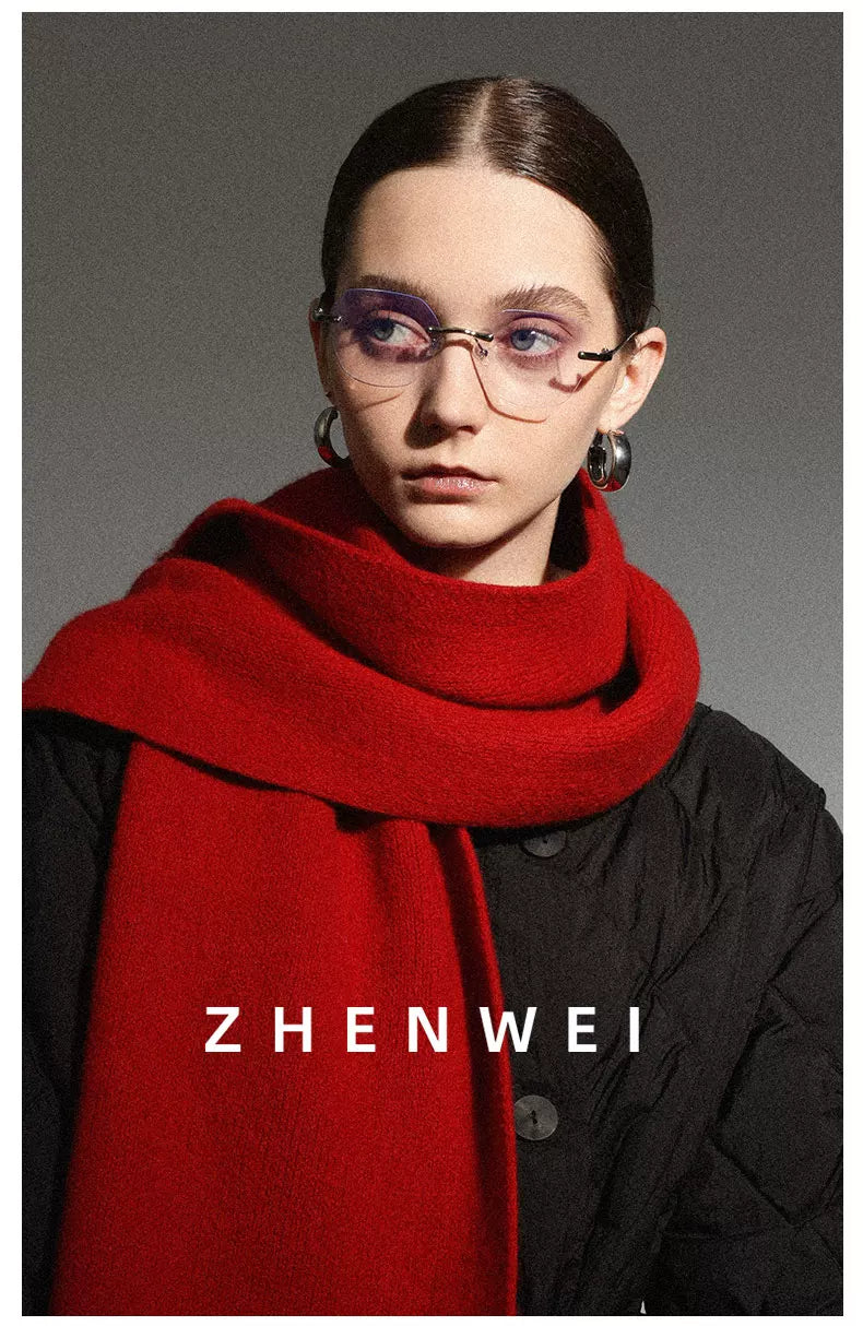 ZHENWEI 100% Wool Enlarged and Widened Knitted Long Scarf
