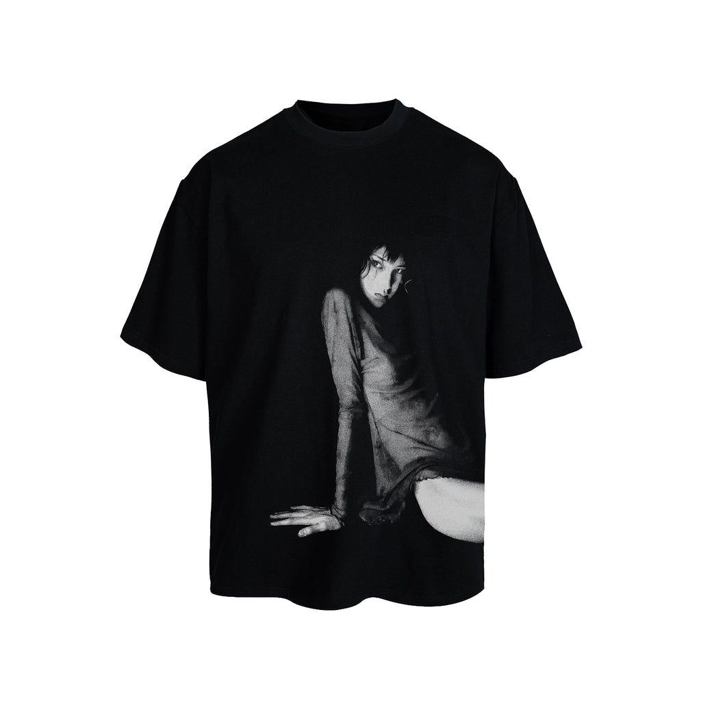 WANNA LAB Portrait Retro Print Loose Tee