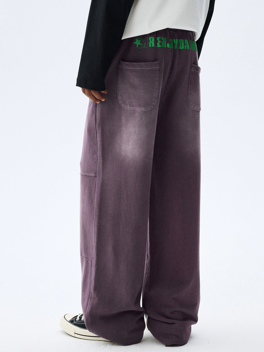 MEDMFW Washed Contrasting Color Loose Wide-leg Casual Sweatpants