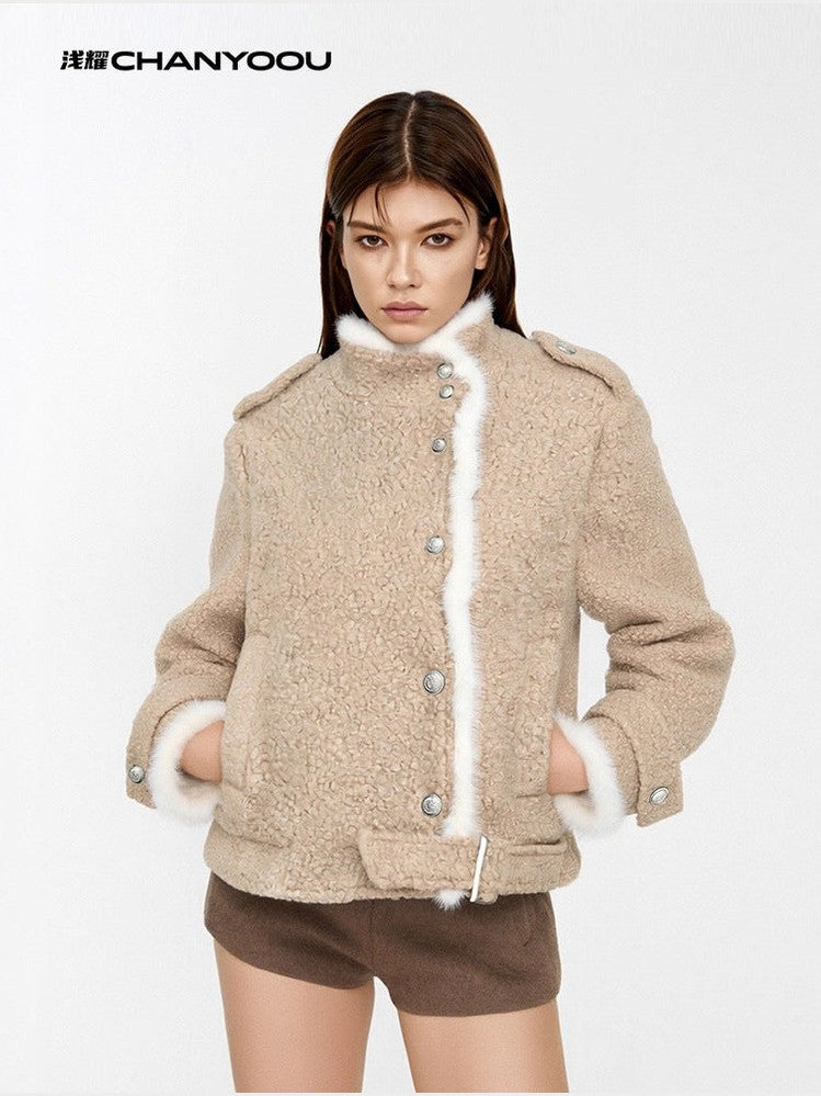 CHANYOOU Retro Stand-up Collar Short Jacket