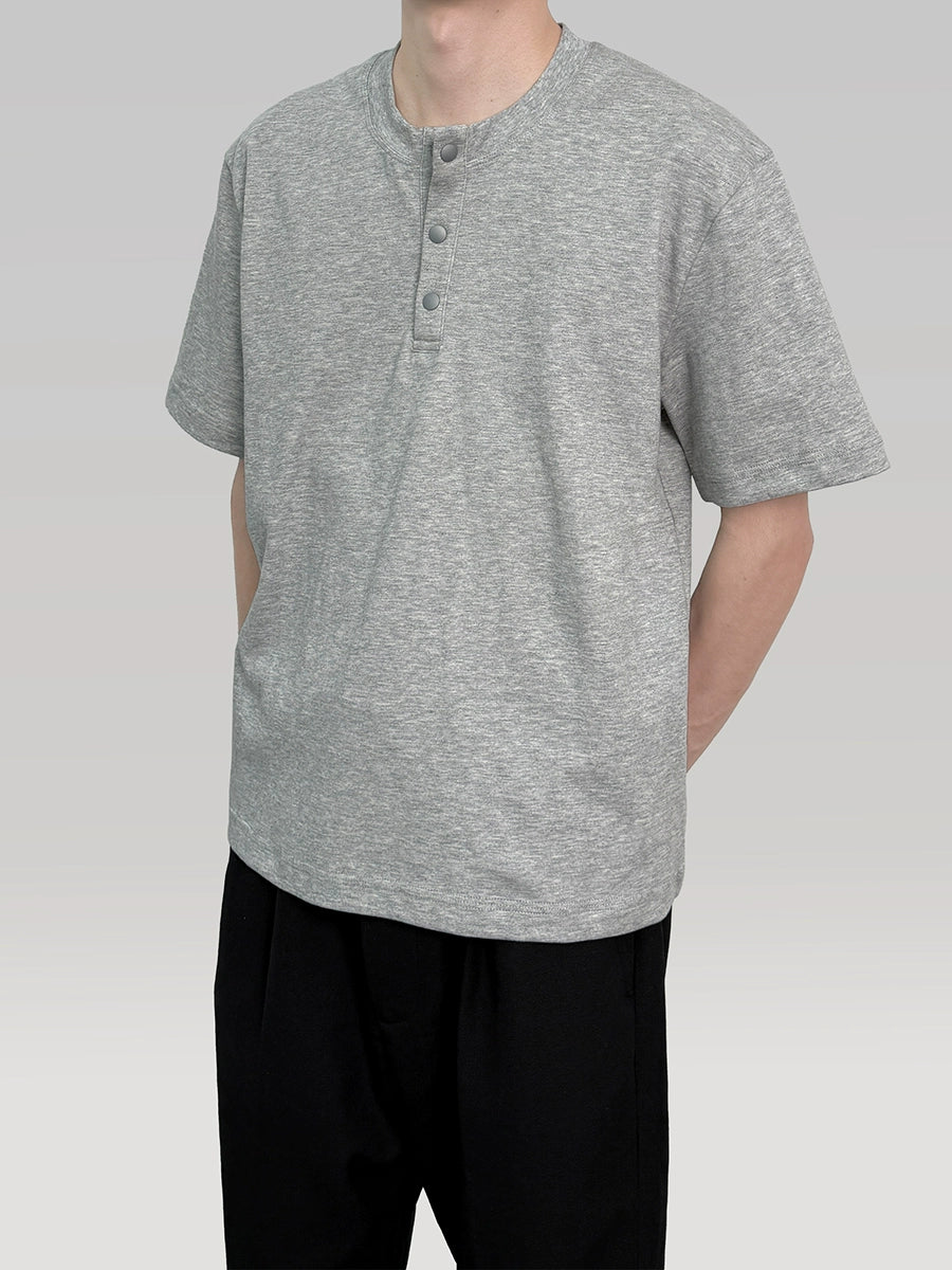 PLUS NO LOGO Henry Collar Casual Versatile Tee