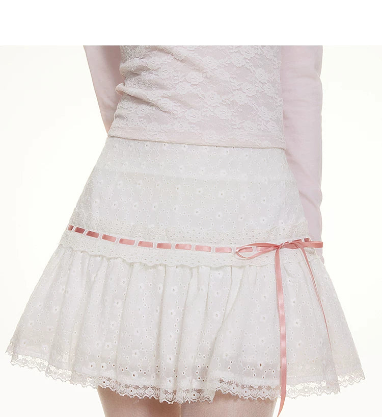 IMONE Medium Low Waist Skinny Lace Jacquard Skirt