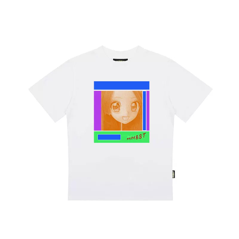 MMBBT Anime Girl Print Shoulder Skinny Casual Tee