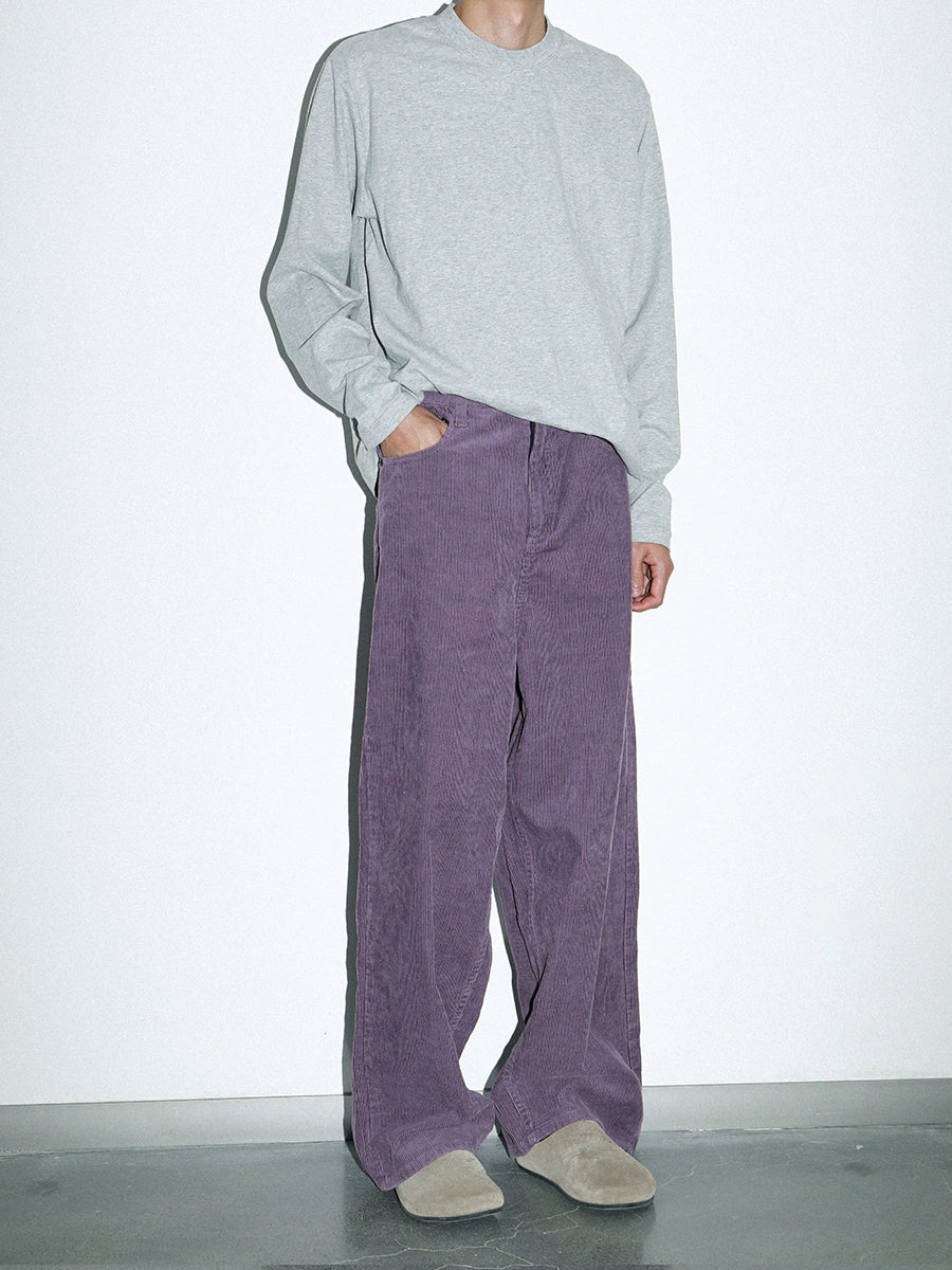 PLUS NO LOGO Corduroy Retro Old Loose Straight Trousers