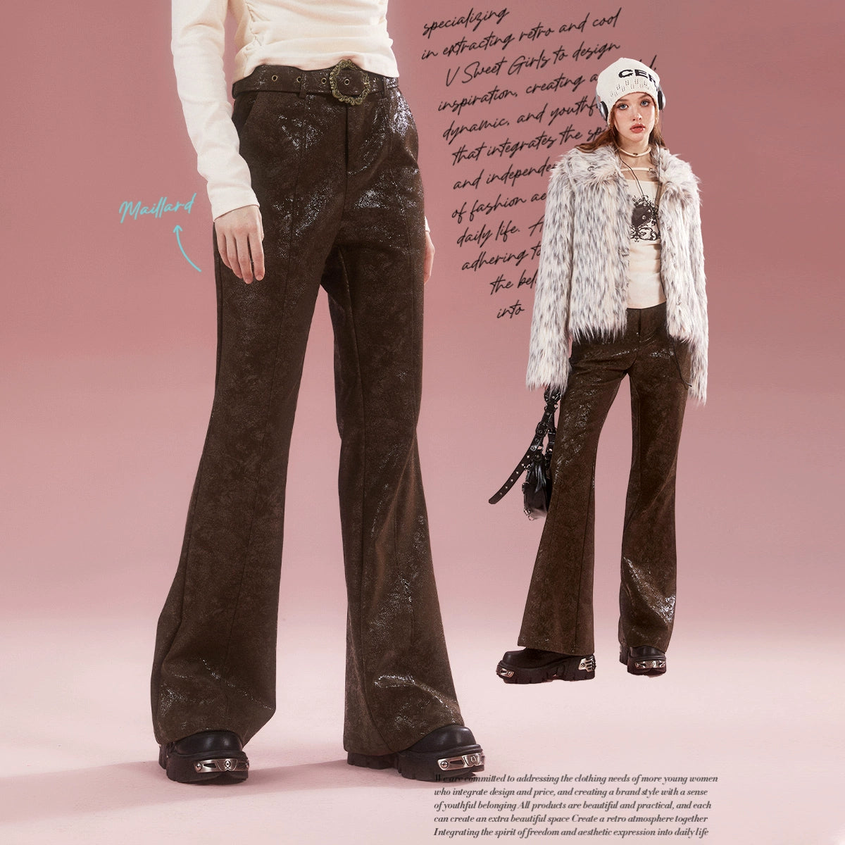 Imone Retro Micro-pull High Waist Slim Crack Leather Pants