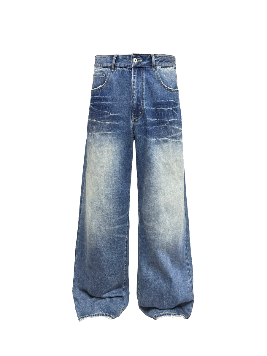 JCAESAR Water Ripple Straight Tube Slightly Wide Jeans