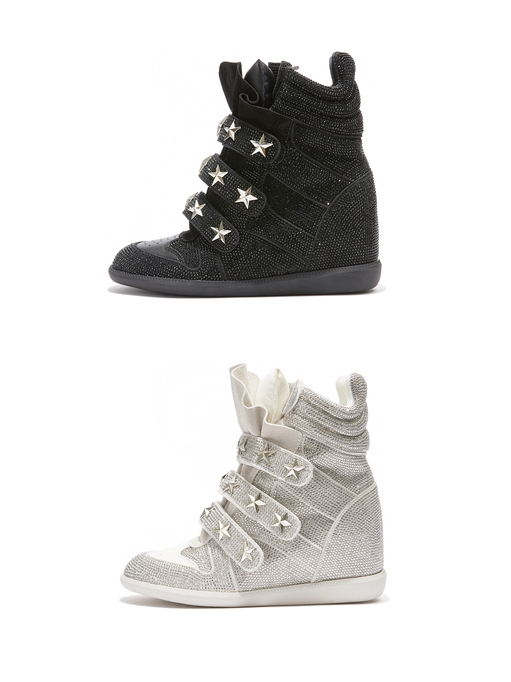 DETW Flash Diamond High-top Thick-soled Heightening Sports and Leisure Shoes
