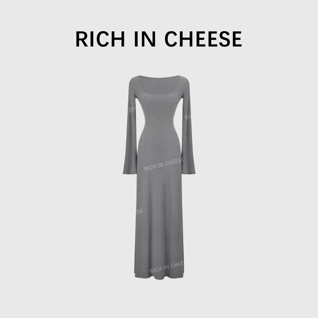 RICH IN CHEESE Knitted Waist Slim Dress