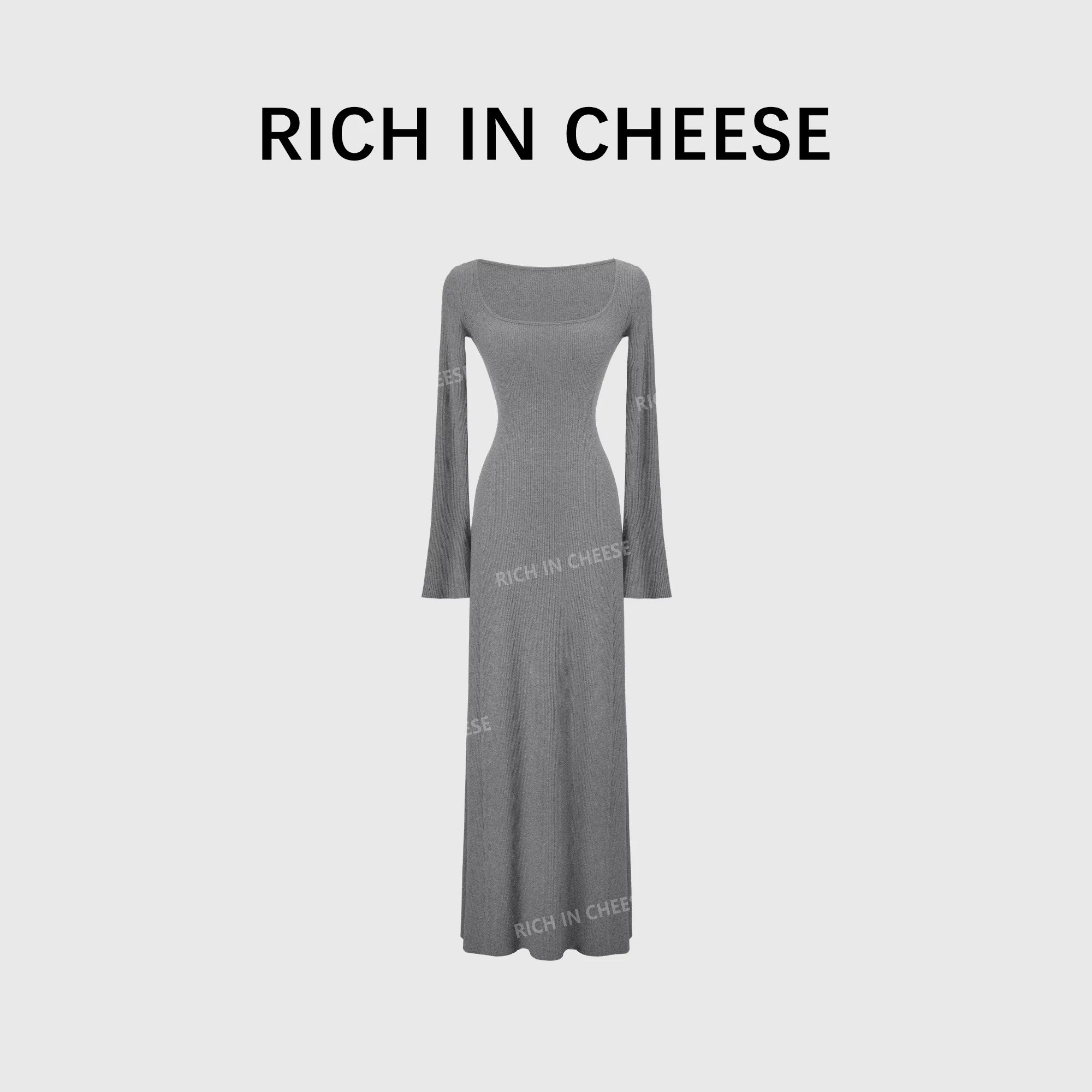RICH IN CHEESE Knitted Waist Slim Dress
