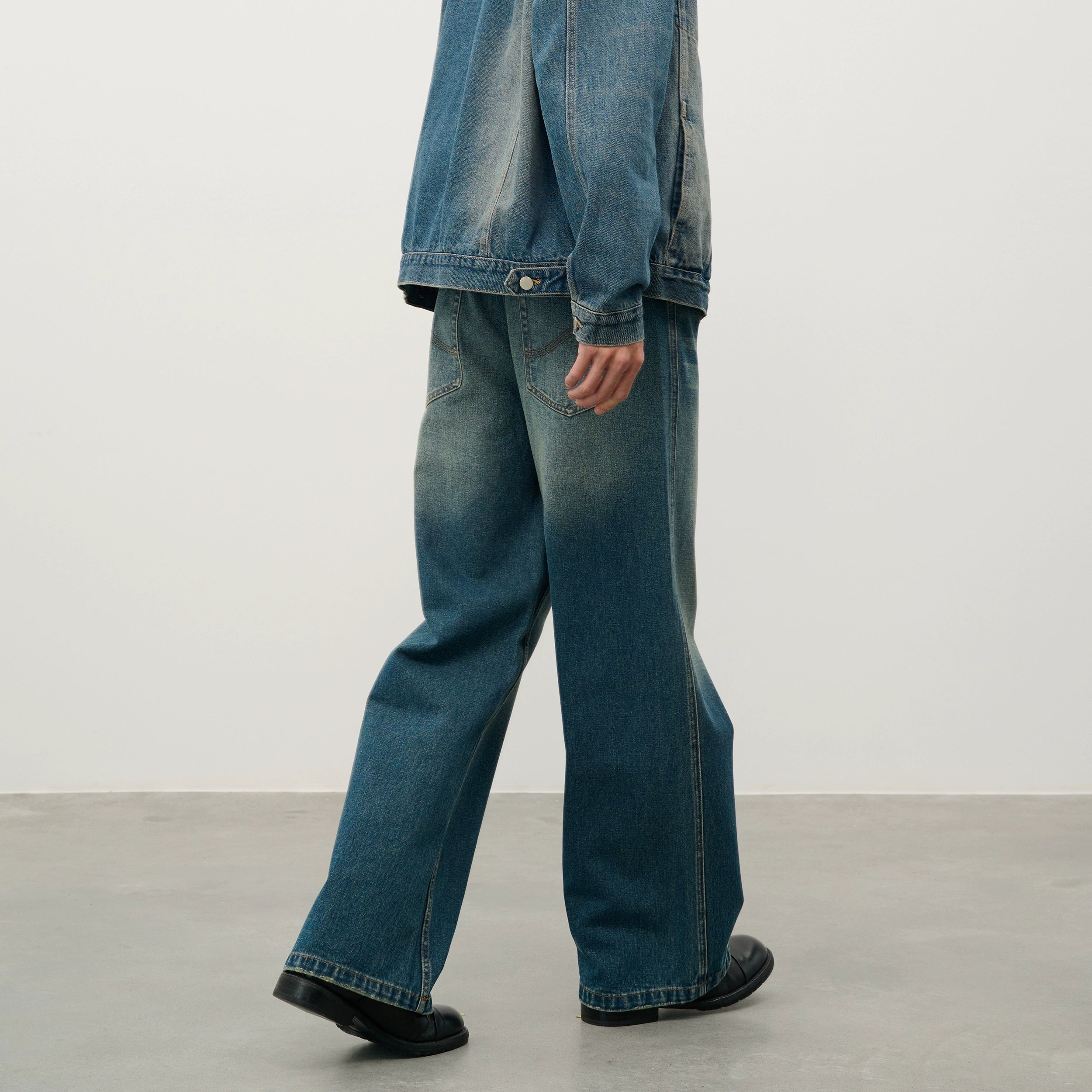 DIMC Washed Old Casual Straight Jeans