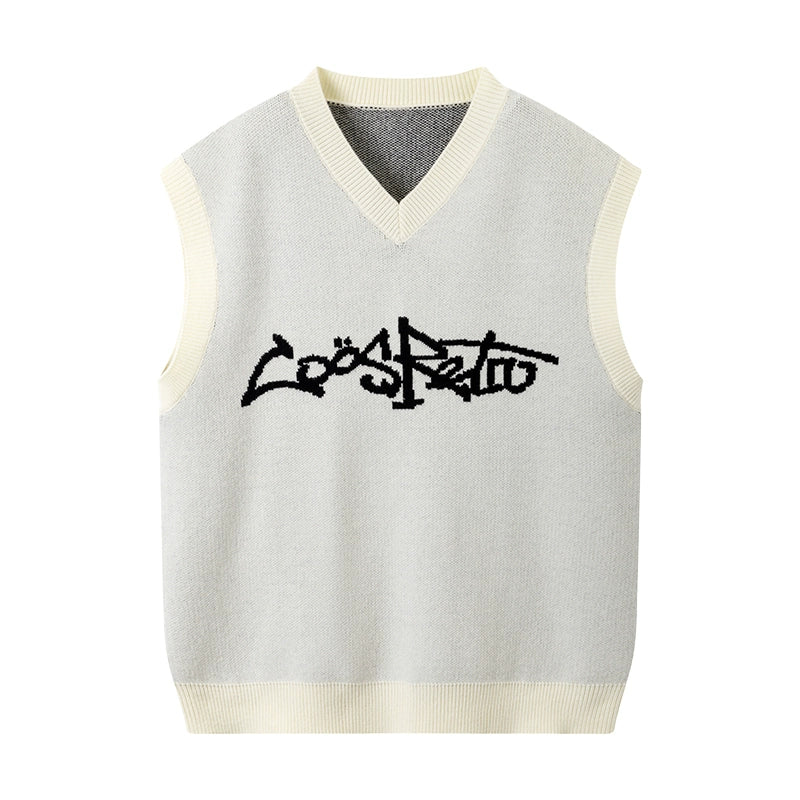 CoosRetro College Style Knitted V-Neck Sweater