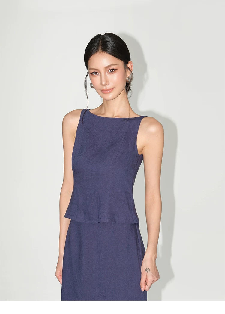 NEVA HU Skinny Sleeveless Vest Skirt Set