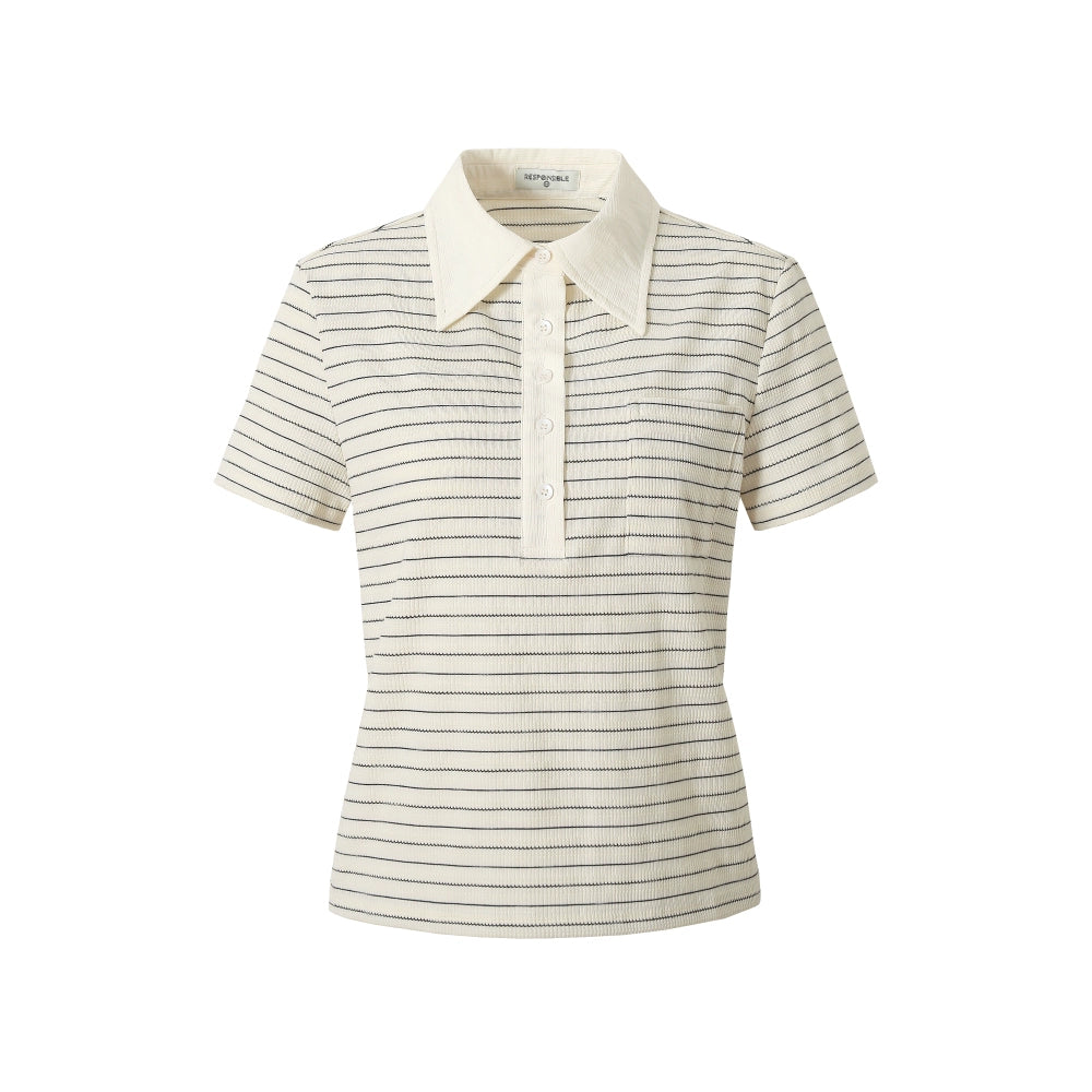 RPB BRAND Simple Lapel Striped Short-sleeved Polo Shirt
