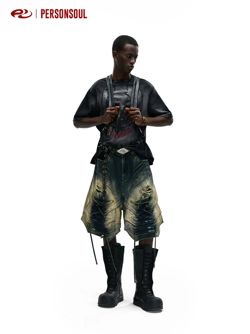 PERSONSOUL Divine Beast Pattern Old Tee
