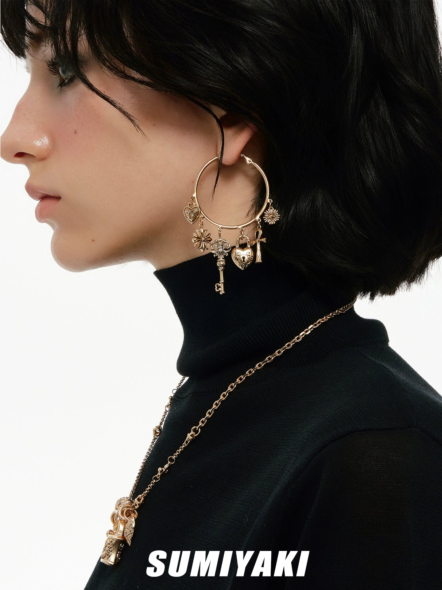 SUMIYAKI Retro Key Love Earrings