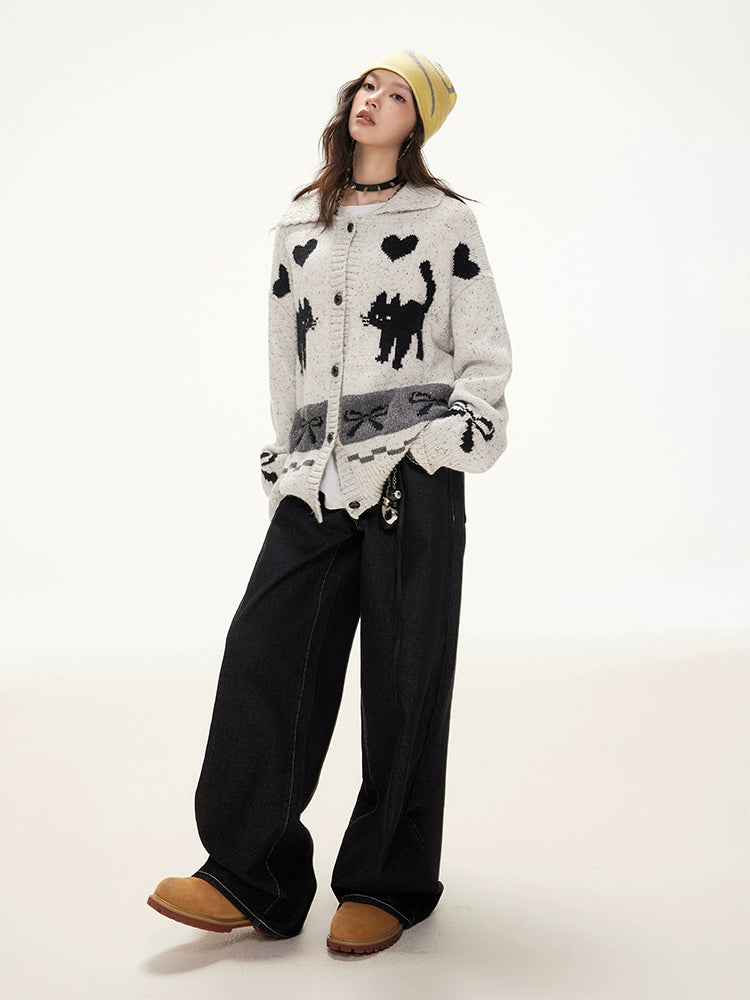 Imone Contrasting Jacquard Soft Waxy Knitted Cardigan