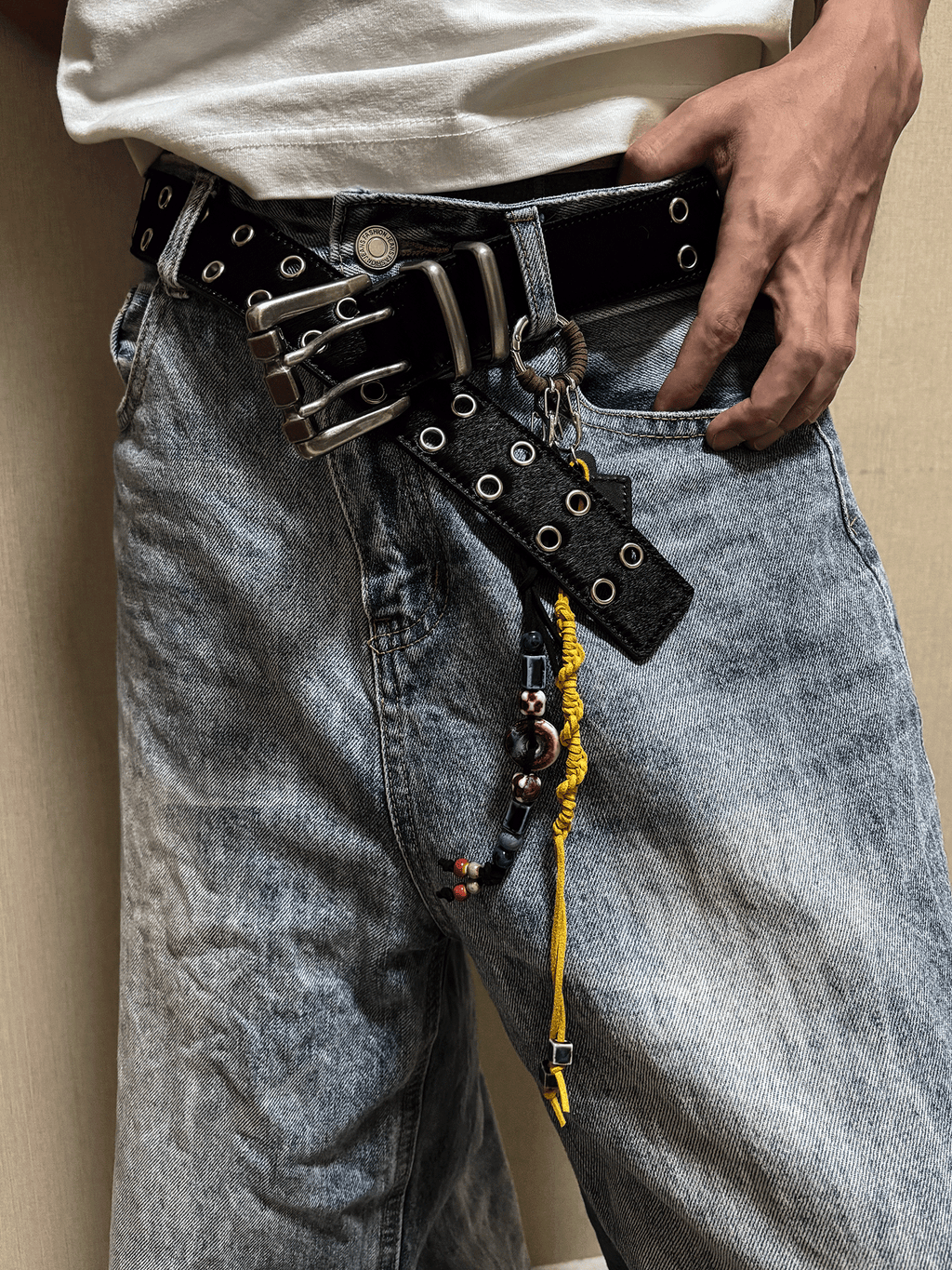 DPOL Maillard Cowhide Double-row Pin Buckle Belt