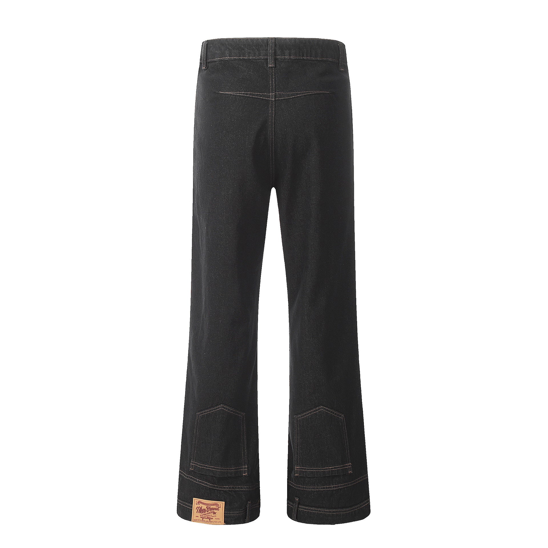 11KN High Street Retro Niche Black Washed Wide-leg Reverse Jeans