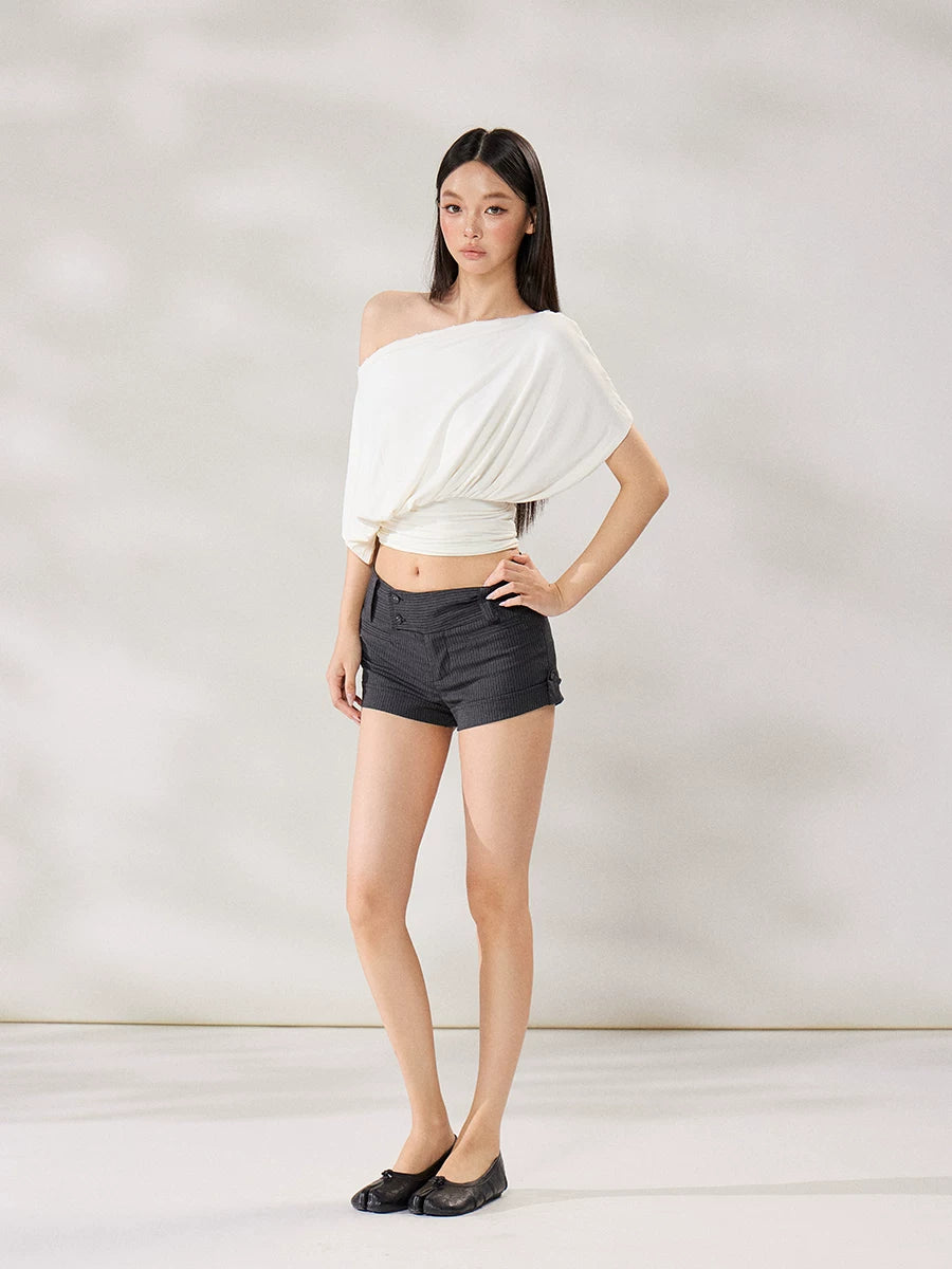 WITHMIN One Dress Three Wear Slanted Shoulder Thin Tee