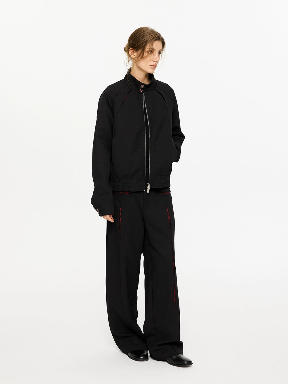 KREATE Contrasting Stand-up Collar Jacket