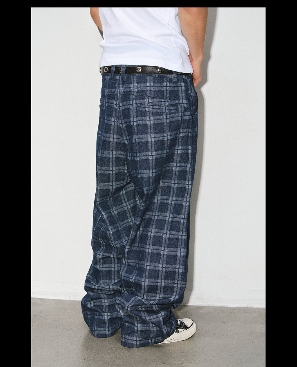 NOVACAM Retro Plaid Wide-leg Slacks