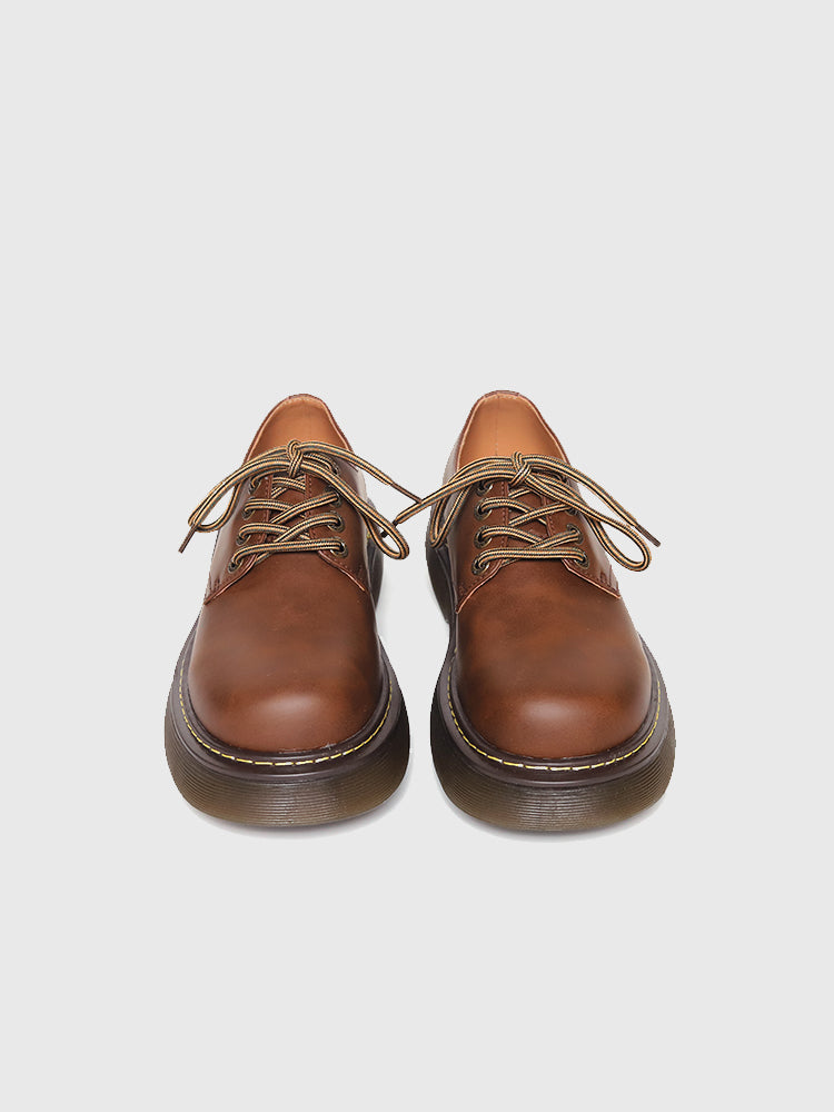 SHENLV STUDIO Retro Tooling Big Head Heightening Leather Shoes