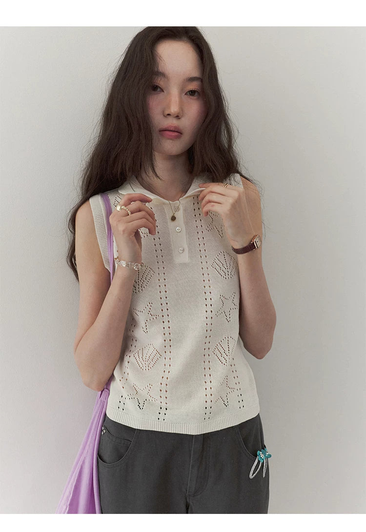 VOOE Jacquard Hollow Thin Knitted Vest