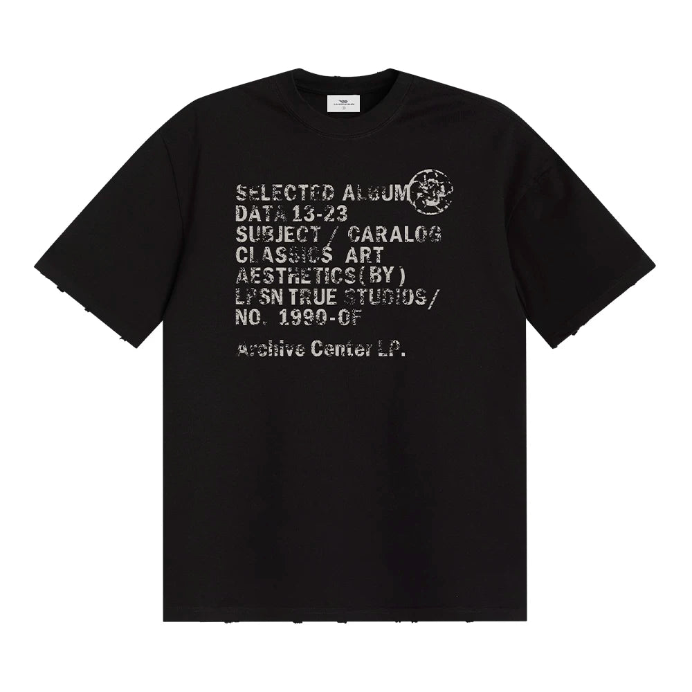 Loopsoon Chest Old Damaged Printed Casual Versatile Tee