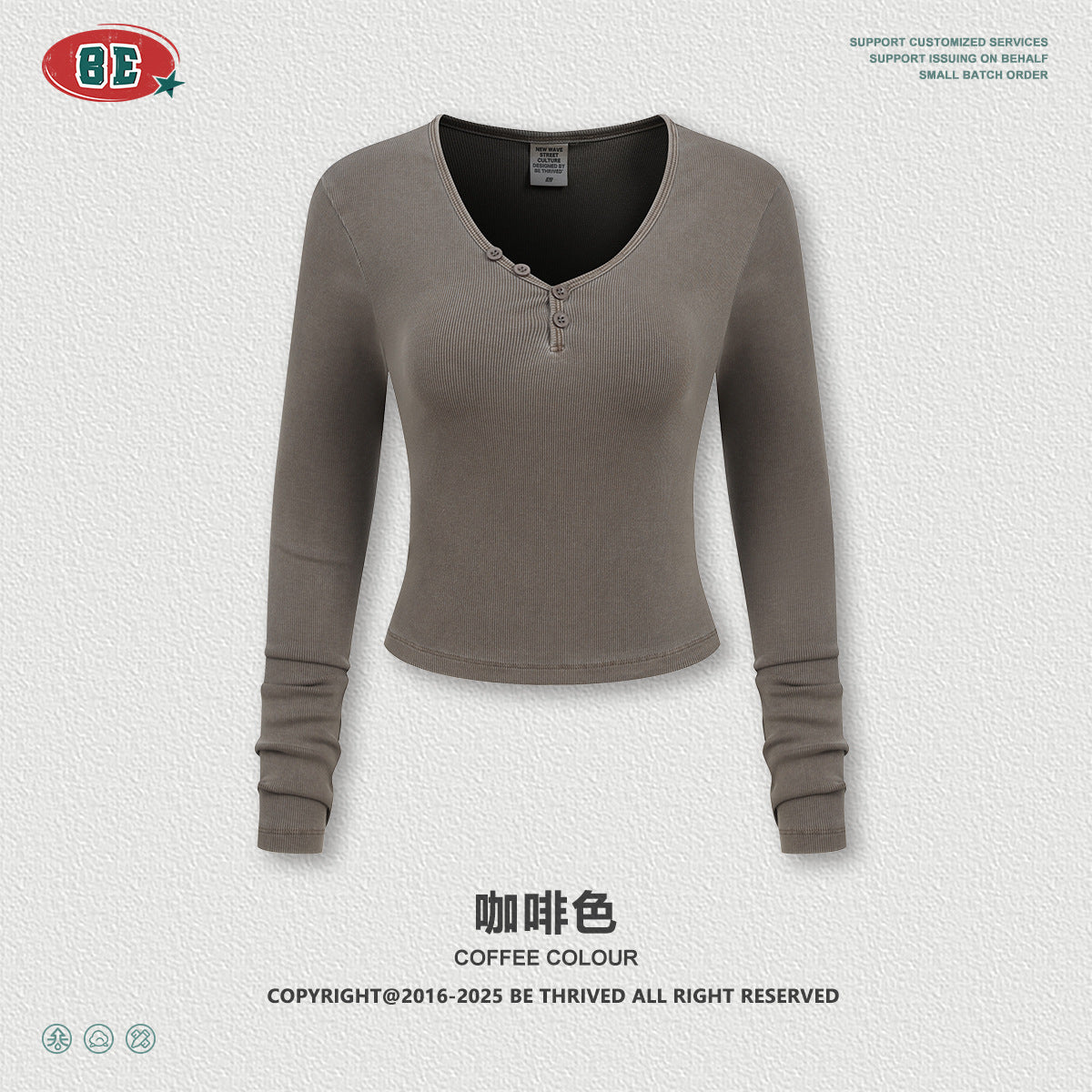 BE V-Neck Button Long Sleeve Knitted Sweater