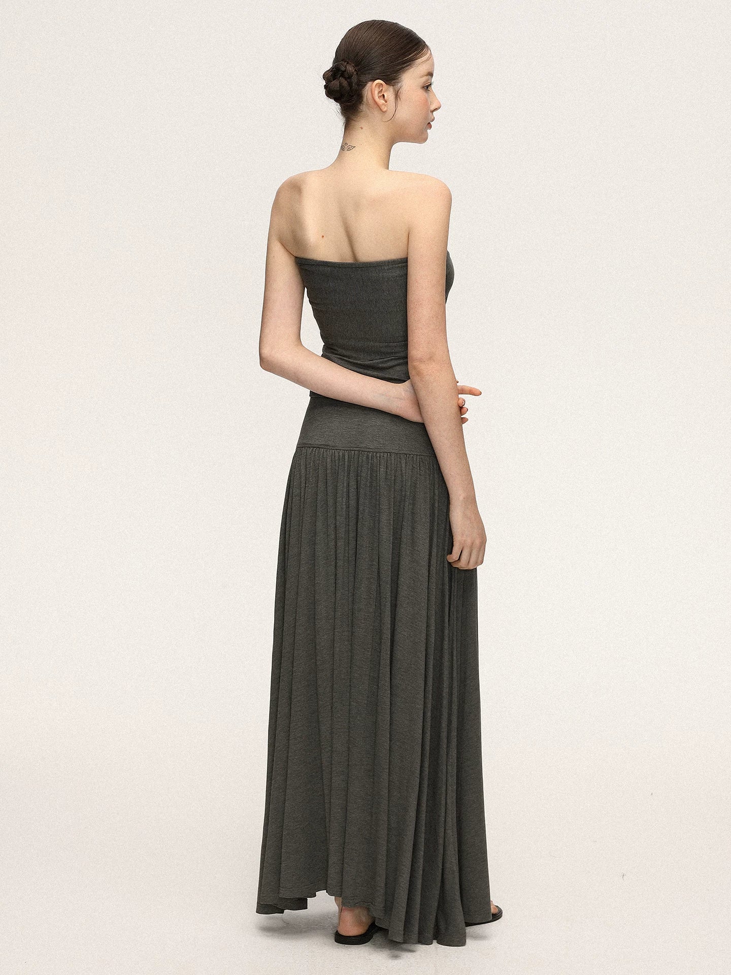 Anna Aneae Temperament Waist Thin Tube Top Skirt Suit