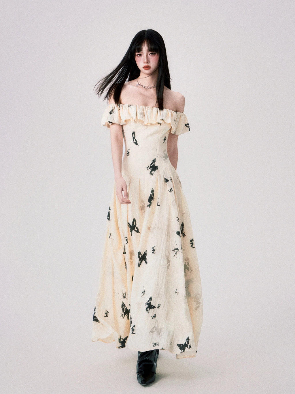 LULUSWINGS Ink Butterfly Print Shoulder Dress