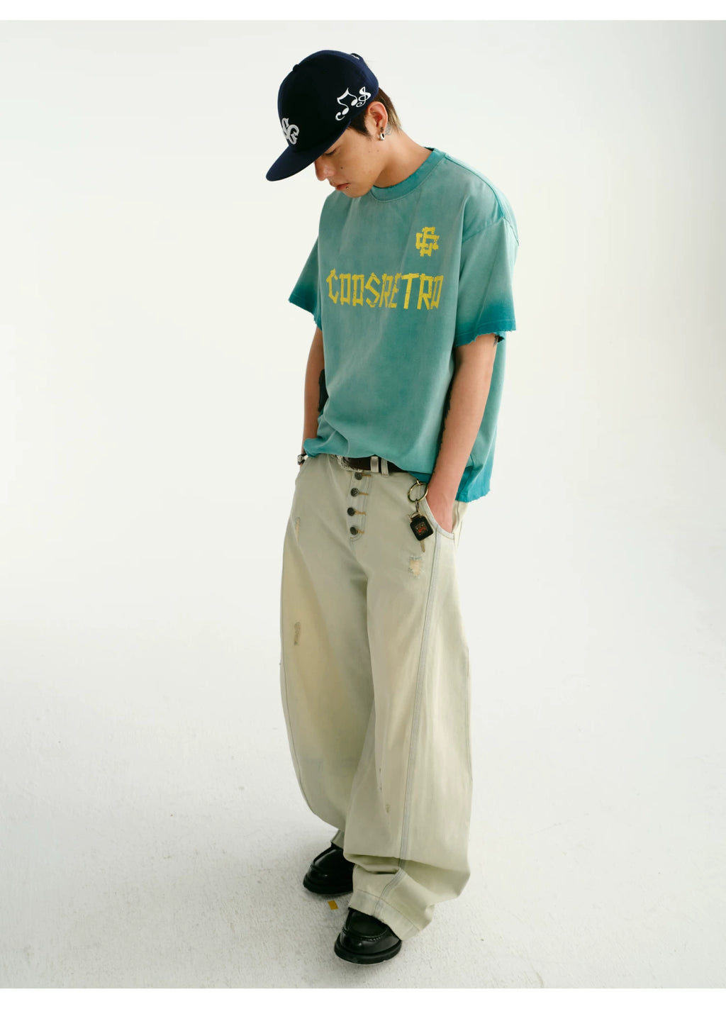 CoosRetro Loose Wide Leg Old Ripped Jeans