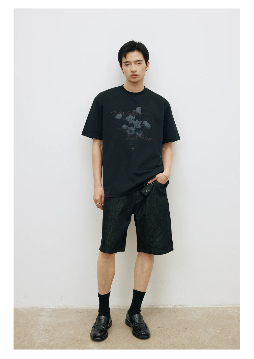 LR Cool Contrasting Color Ink Pattern Flower Tee