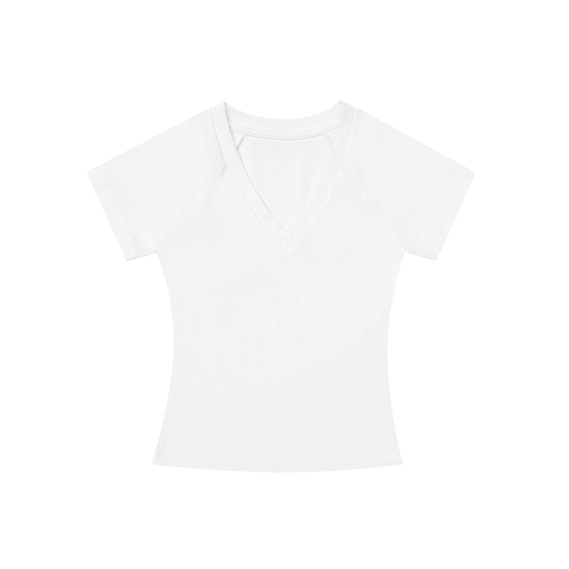 AIRHOOD Simple  Slim Low V Neck Tee