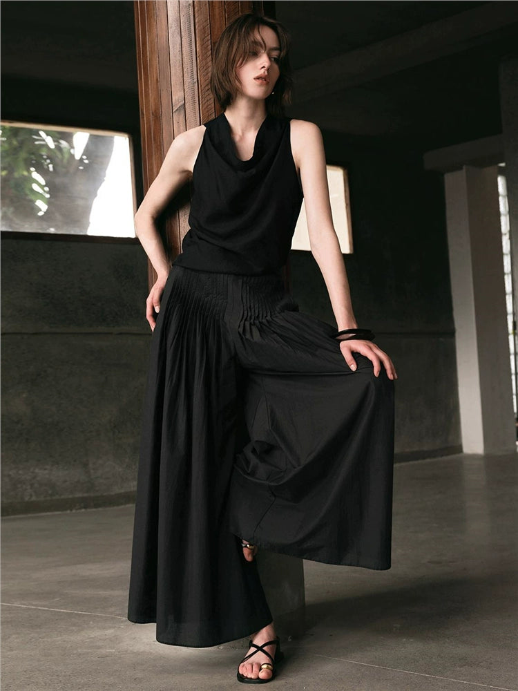 Giordano Pleated Semi-elastic Waist Wide-leg Trousers