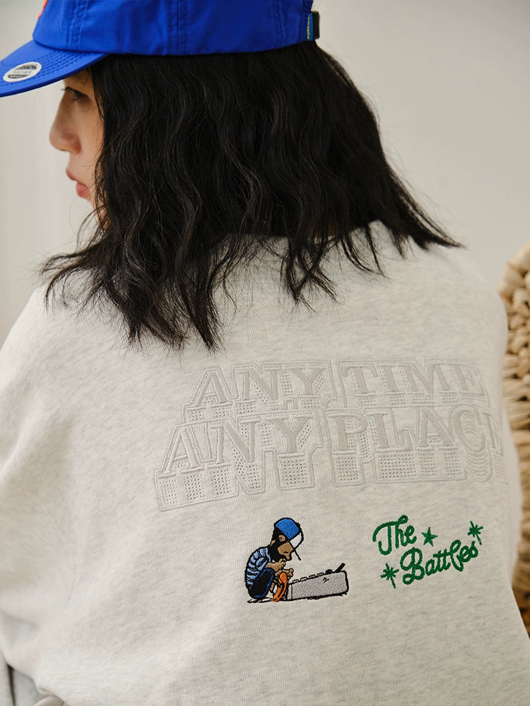 (Clearance) Battles Stitching Zipper Pocket Thick Needle Embroidered Sweater