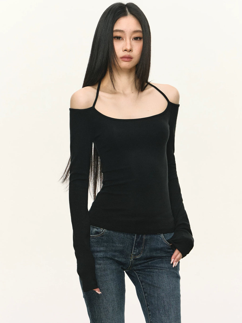 Anna Aneae Neck Slim Long Sleeves