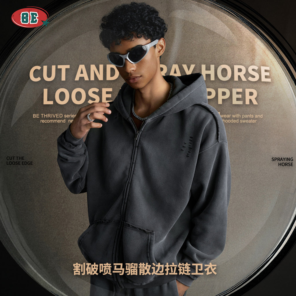 BE High Street Spray Monkey Loose Edge Zip Cardigan Jacket