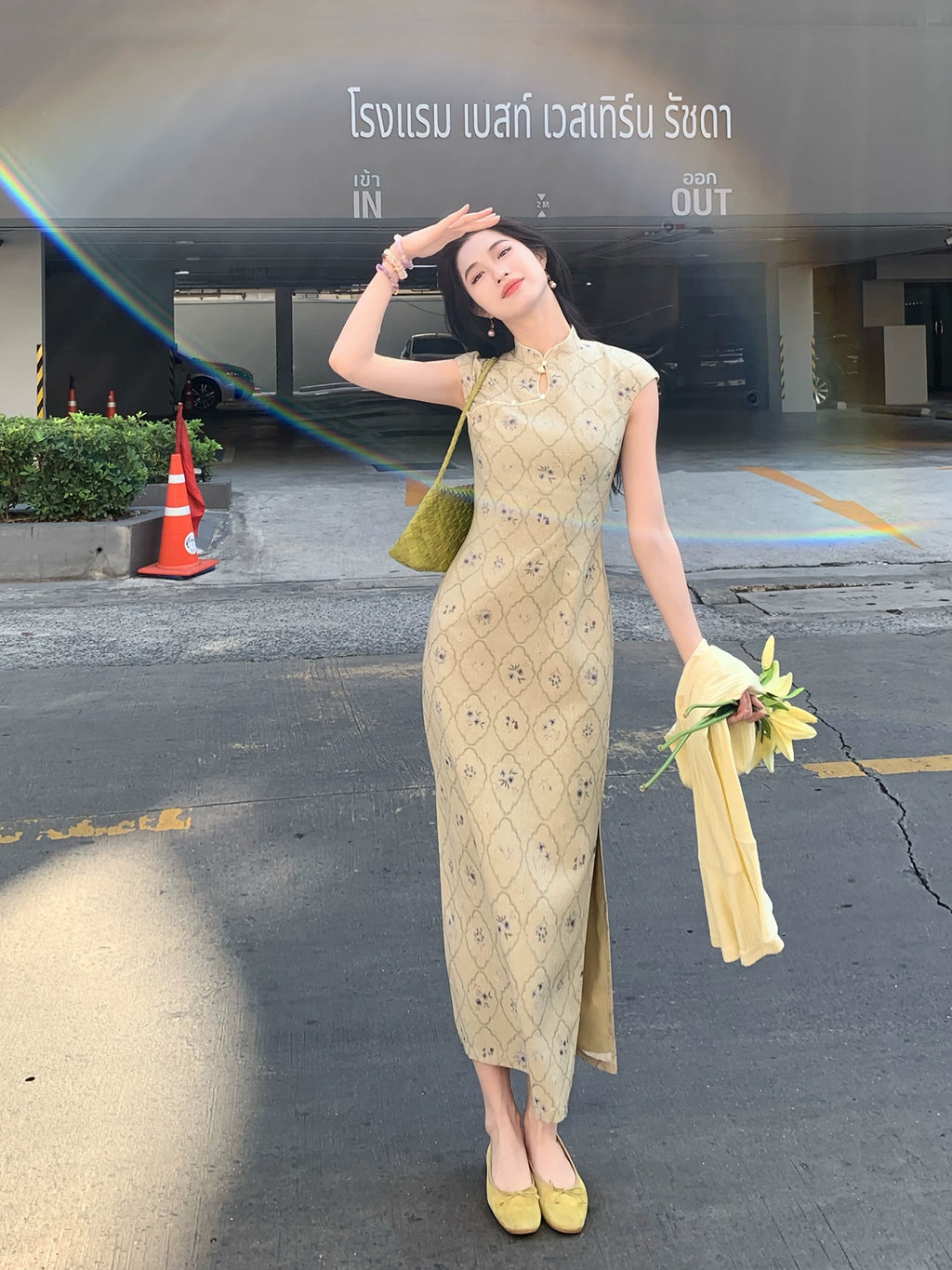 ZIHE New Chinese-style Printed Cheongsam Dress