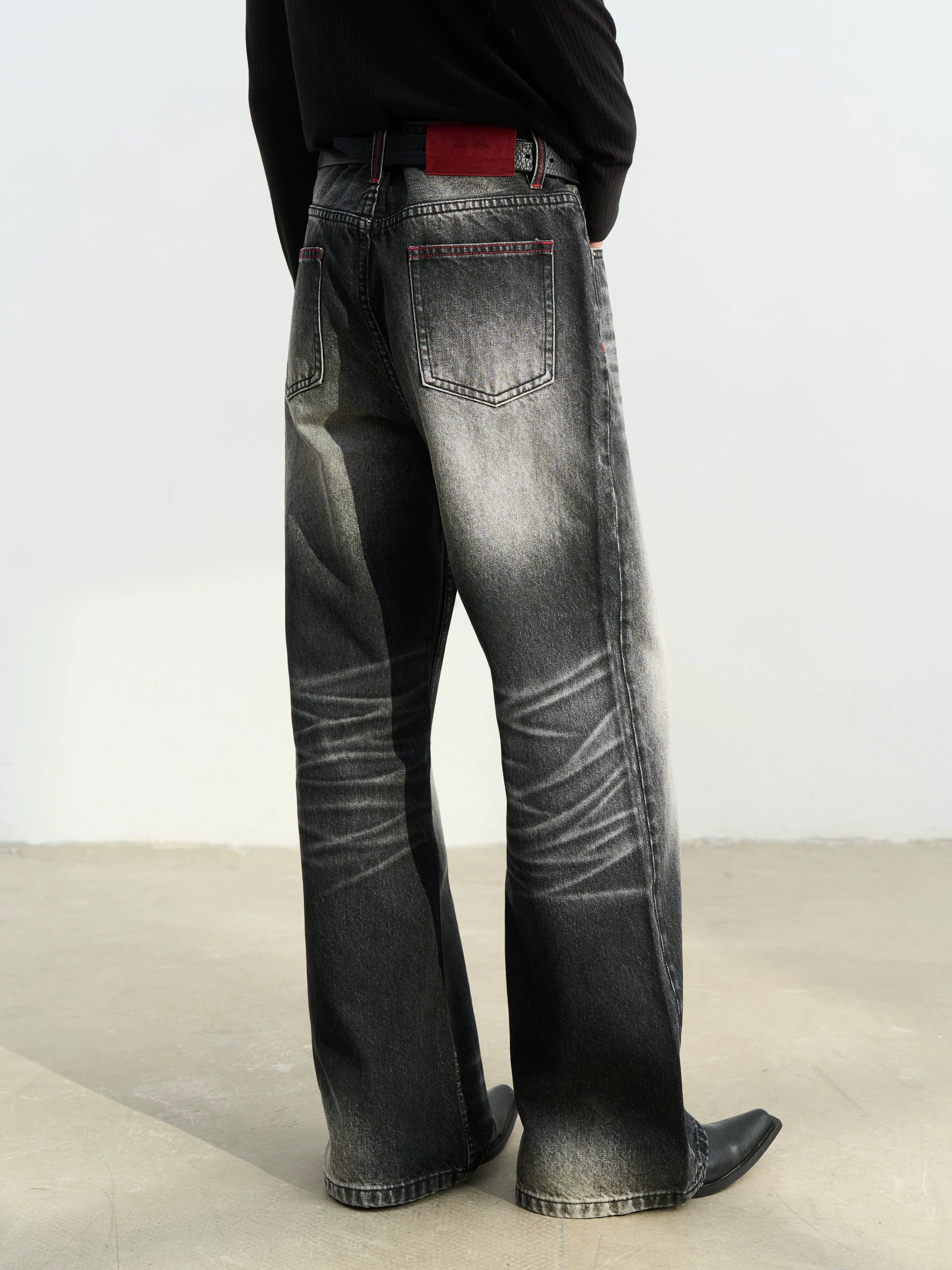SOUTHFISH Retro Handmade Cat Whisker Jeans