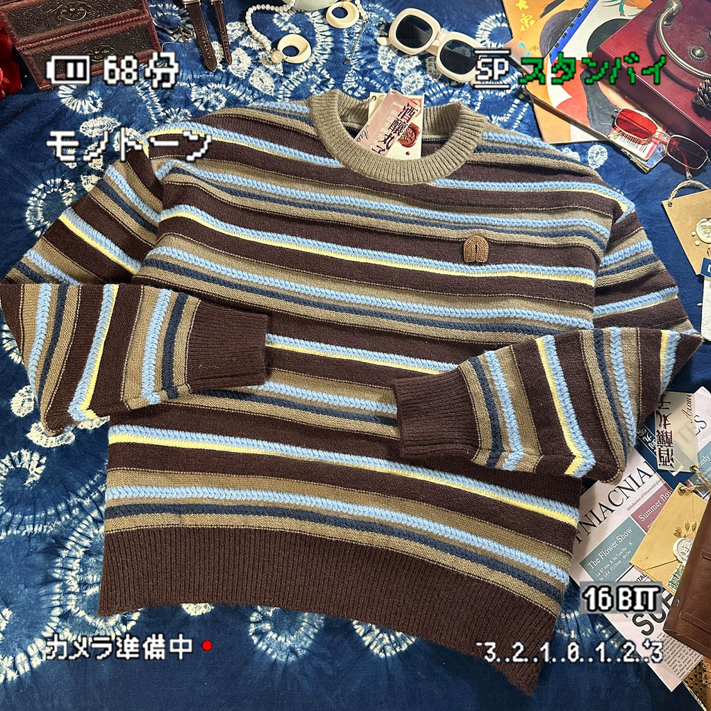 ALOHA Retro Hong Kong Style Lazy Japanese Striped Sweater